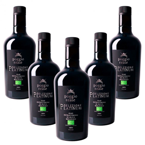 Poggio Reale Olio Extravergine di Oliva Platinum 5 Bottiglie da Litri 0,500