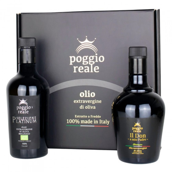 Poggio Reale Olio Extravergine di Oliva Platinum e Bio Box Regalo Litri 0,500
